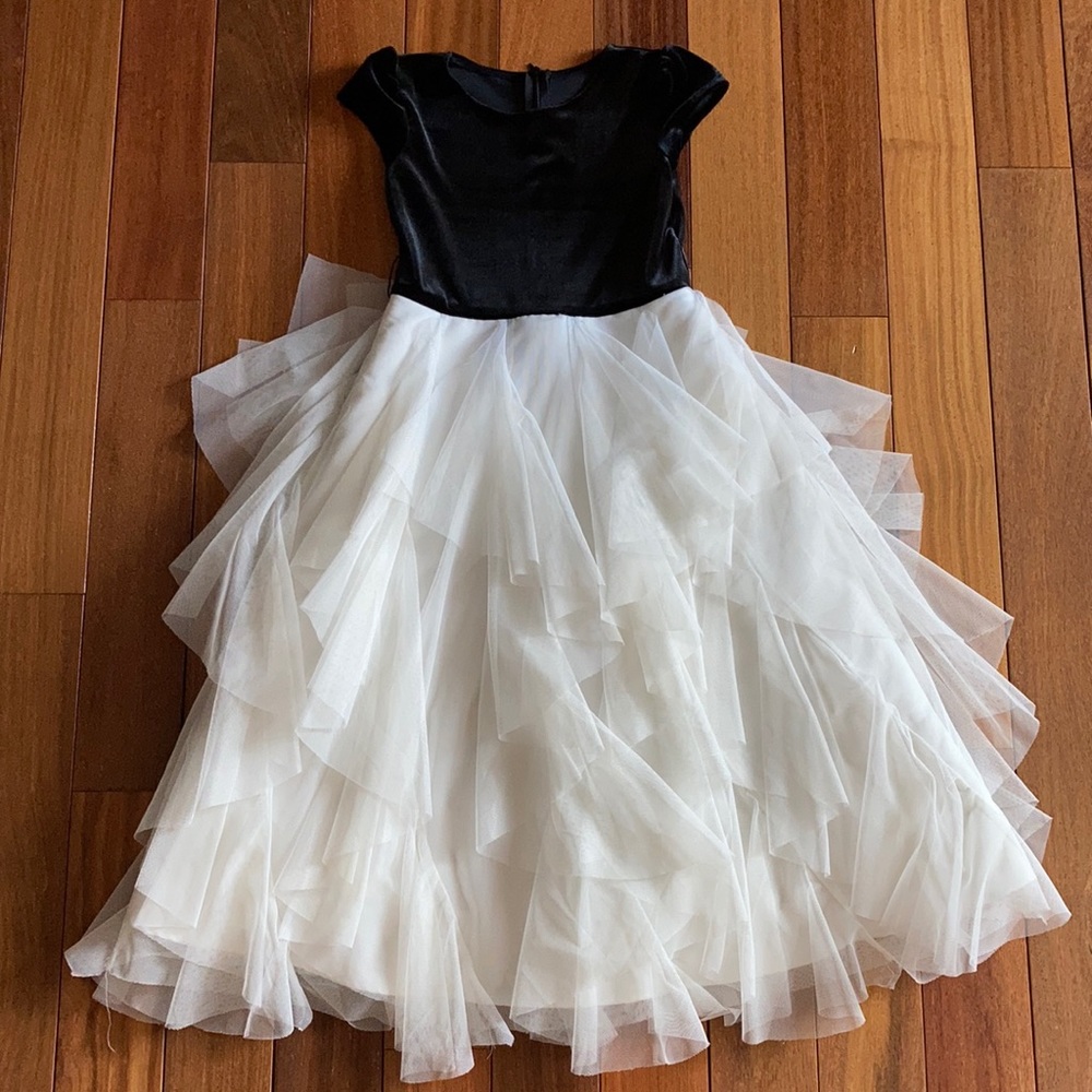Girls gorgeous holiday velour top ruffle bottom dress